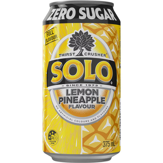 Solo Lemon Pineapple Flavour Zero Sugar 375mL