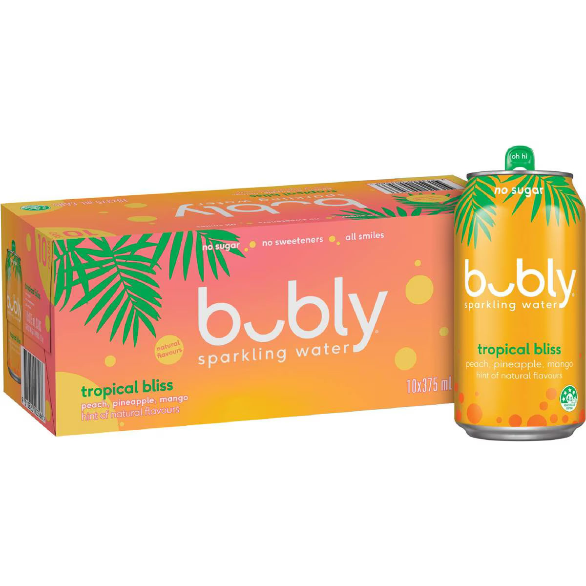 Bubly Sparkling Water Cans Tropical Bliss 375mL x 10 pack
