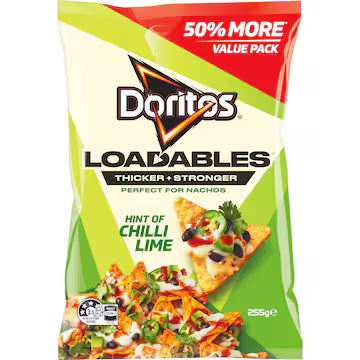 Doritos Loadables Corn Chips Splash Of Lime 255g