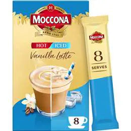 Moccona Coffee Sachets Hot/Iced Vanilla Latte 8 pack