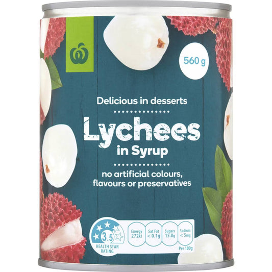 Woolworths Lychees In Syrup 560g
