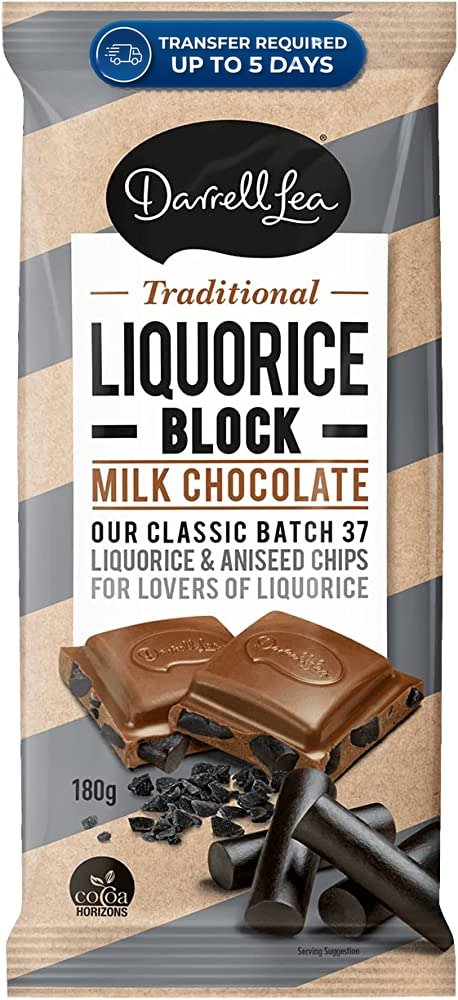 Choccies That Lost Their Shape, Not Their Taste. Darrell Lea Block Traditional Liquorice 180g