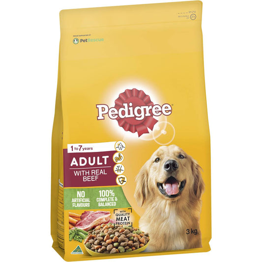 Pedigree Adult Dry Dog Food with Real Beef  3kg