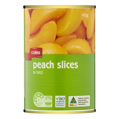 Coles Fruit Peach Slices in Juice 410g