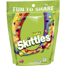Skittles Sours Chewy Lollies Party Share Bag | 190g