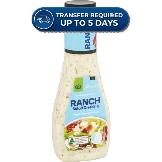 Approaching or Just Over Best Before Date – Woolworths Dressing Ranch 300ml**