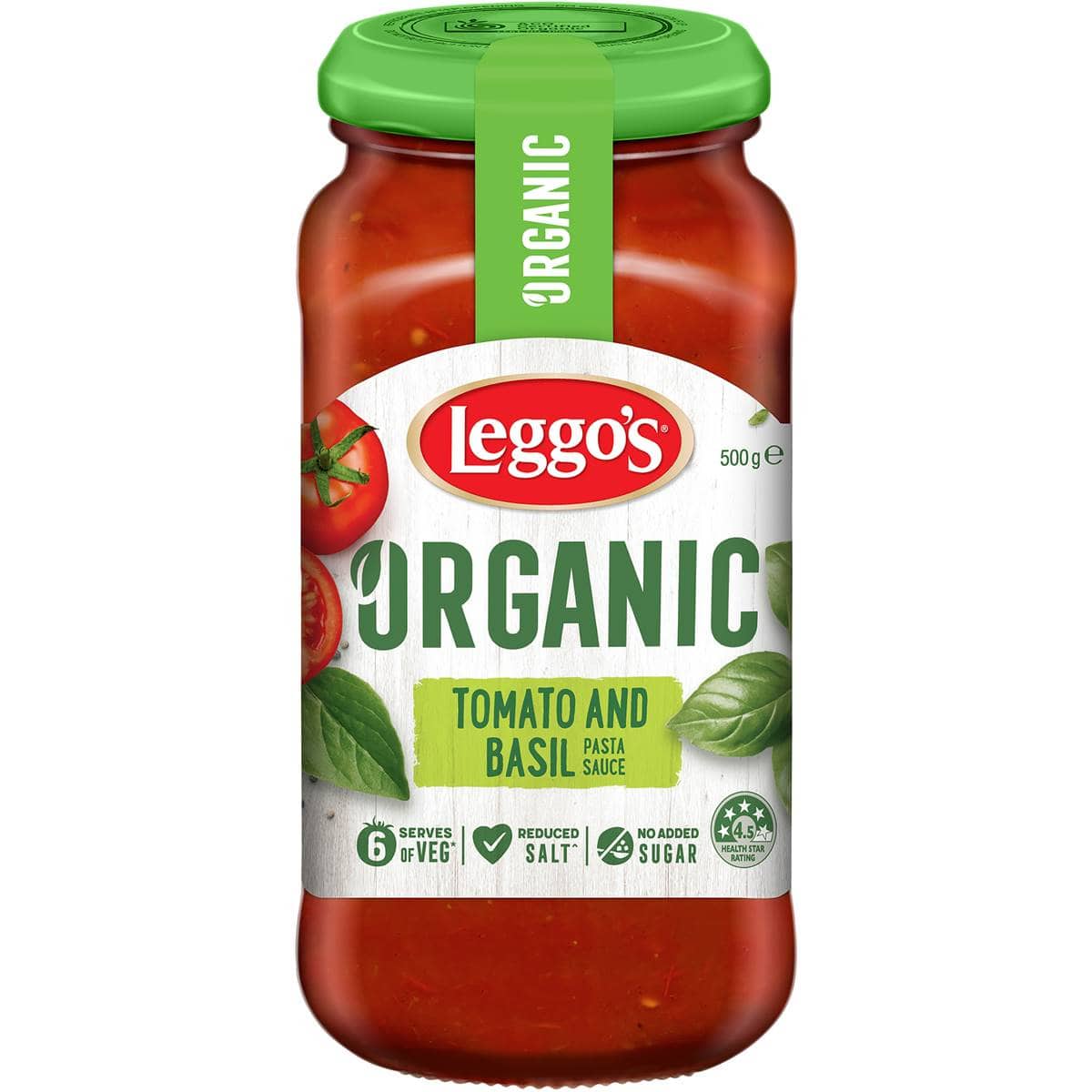 Leggo's Pasta Sauce Organic Tomato & Basil 500g