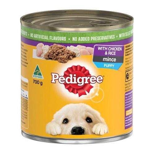 Pedigree Puppy Wet Dog Food with Chicken & Rice Mince Can 700g