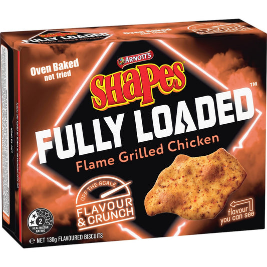 Arnott's Shapes Fully Loaded Flame Grilled Chicken 130g