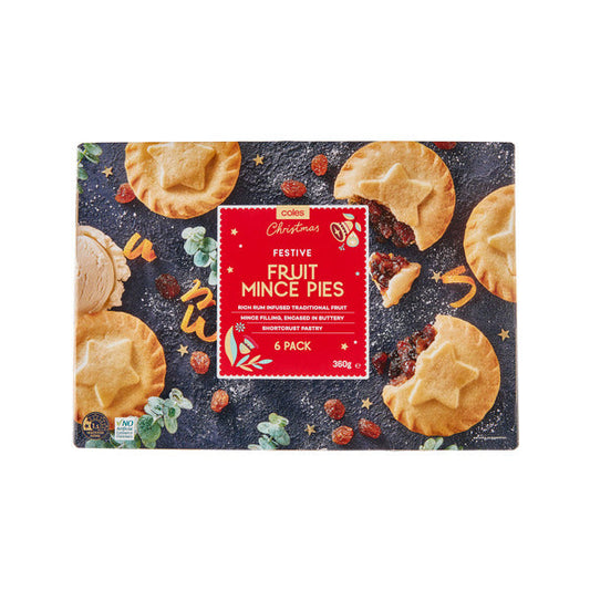 Coles Fruit Mince Pies Festive (6pk) 360g