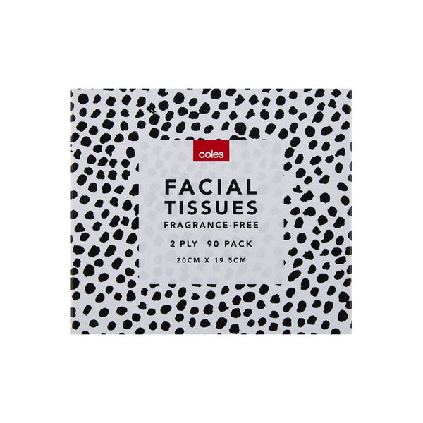 Coles Fragrance Free White Facial Tissues 90pk