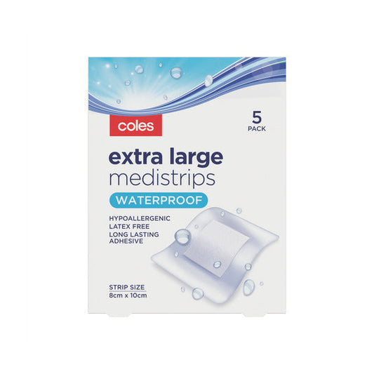 Coles Medistrips XL Waterproof 5pk 8cmx10cm