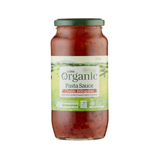 Coles Pasta Sauce Organic Bolognese 500g