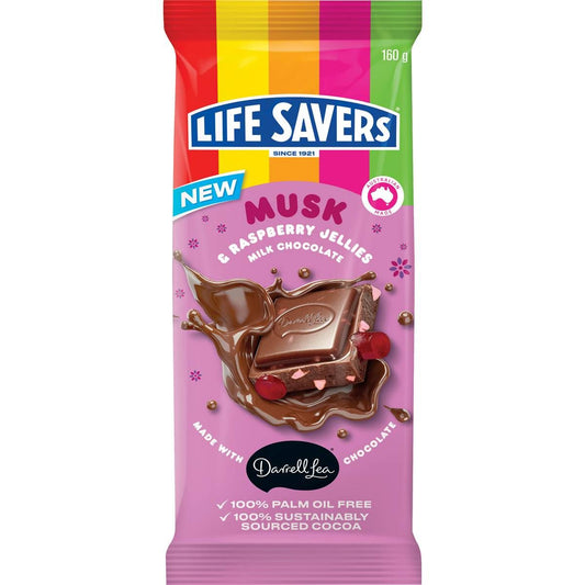 Darrell Lea Block Life Savers Musk & Raspberry Jellies 160g