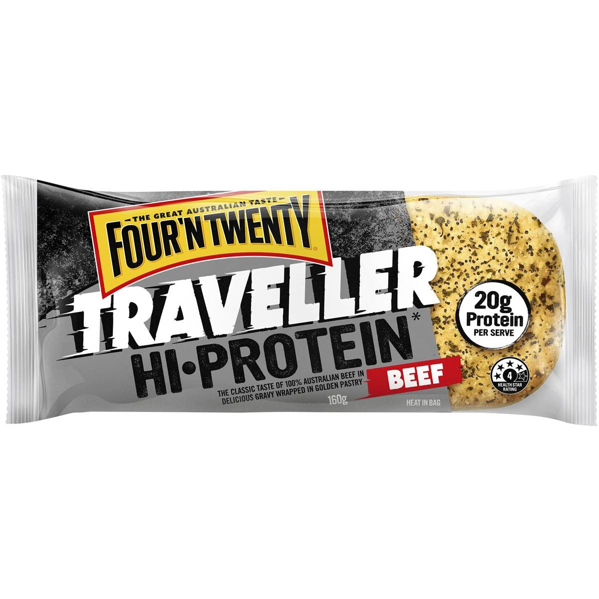 Frozen Four'N Twenty Pie Traveller Hi Protein Beef Pie 160g