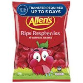 Allen's Lollies Ripe Raspberries Lolly Bag 190g -(Extended Dispatch)