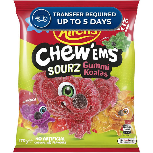 Allen's Chew Ems Sourz Gummi Koalas 170g -(Extended Dispatch)