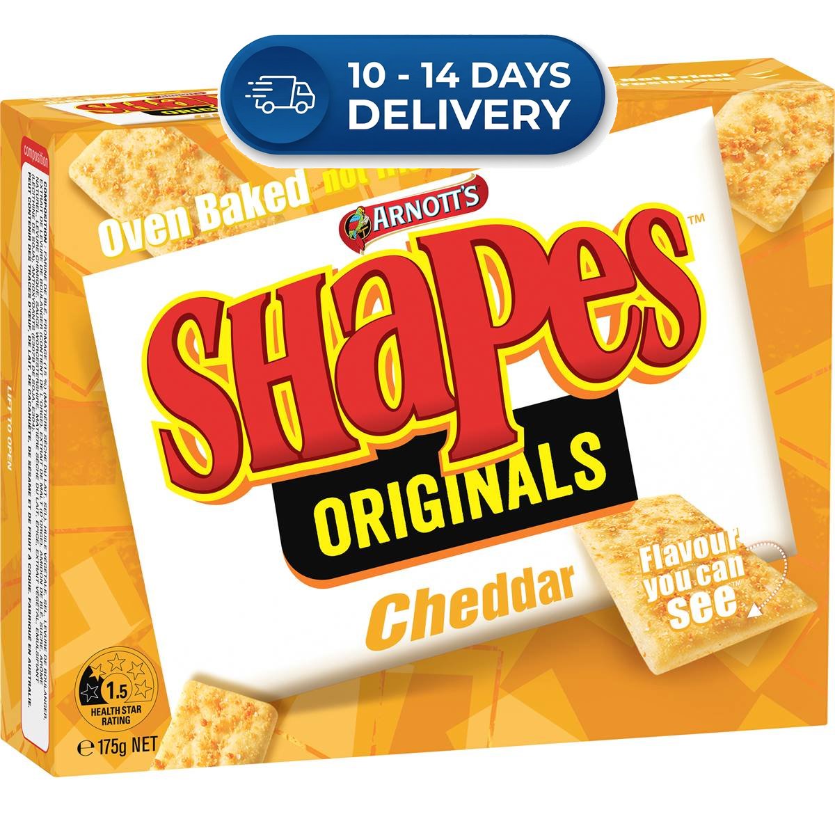 Arnott's Shapes Cheddar 175g -(Extended Dispatch)