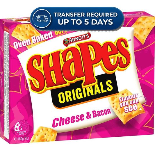 Arnott's Shapes Cheese & Bacon 180g -(Extended Dispatch)
