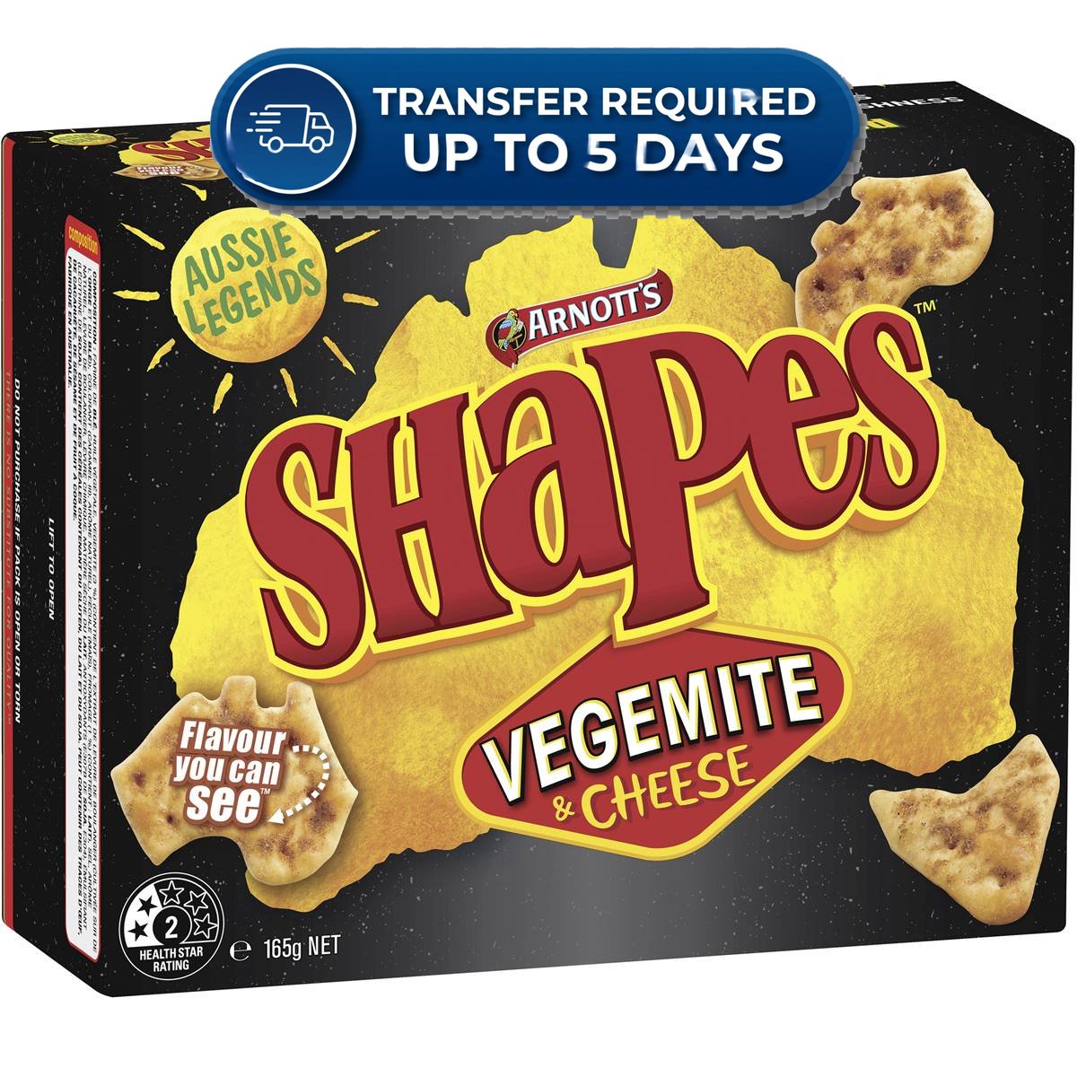 Arnott's Shapes Vegemite & Cheese 165g -(Extended Dispatch)
