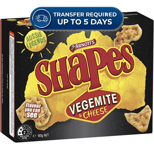 Arnott's Shapes Vegemite & Cheese 165g -(Extended Dispatch)