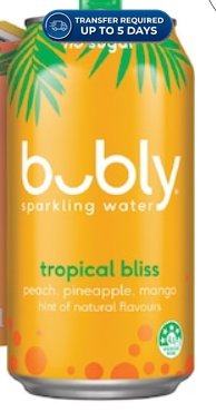 Bubly Sparkling Water Cans Tropical Bliss 375mL -(Extended Dispatch)