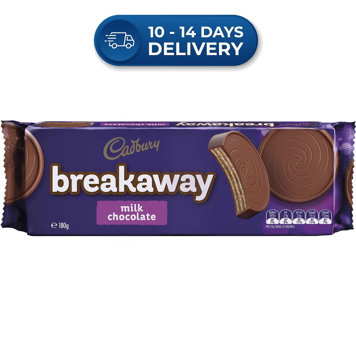 Cadbury Breakaway Milk Chocolate Biscuits 180g -(Extended Dispatch)