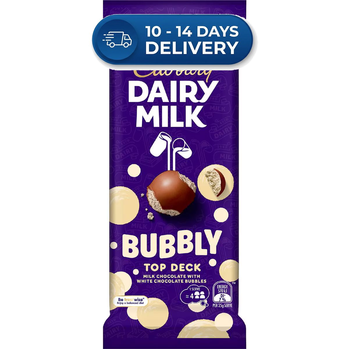Cadbury Top Deck Bubbly Chocolate Block 160g -(Extended Dispatch)