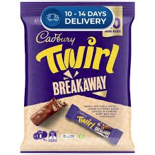Cadbury Twirl Chocolate Breakaway Mini Bars 12 Pack 120g -(Extended Dispatch)