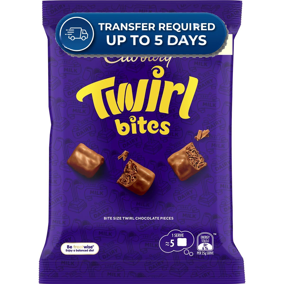 Cadbury Twirl Milk Chocolate Bites Snack & Share Bag 140g -(Extended Dispatch)