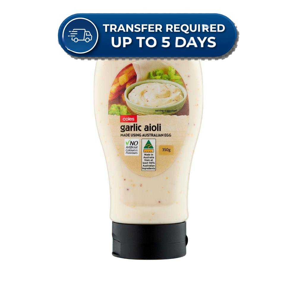 Coles Garlic Aioli  350g -(Extended Dispatch)
