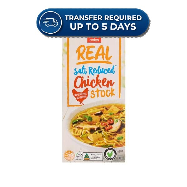 Coles Liquid Salt Reduced Real Chicken Stock 1L -(Extended Dispatch)