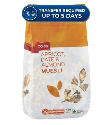 Coles Cereal Muesli Apricot, Almond & Date 750g -(Extended Dispatch)