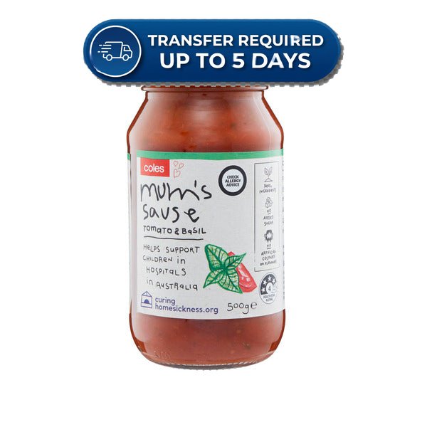 Coles Pasta Sauce Mum's Tomato & Basil 500g -(Extended Dispatch)