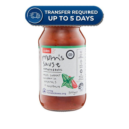 Coles Pasta Sauce Mum's Tomato & Basil 500g -(Extended Dispatch)