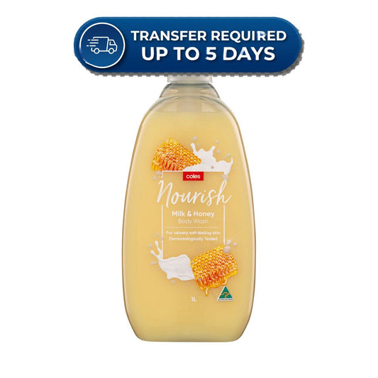 Coles Nourish Milk & Honey Body Wash  1L -(Extended Dispatch)