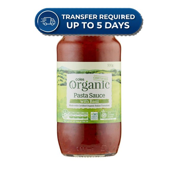 Coles Pasta Sauce Organic Basil 500g -(Extended Dispatch)