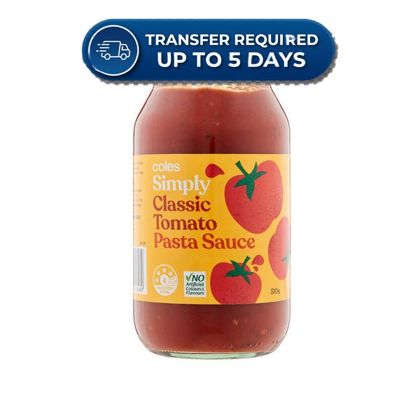 Coles Pasta Sauce Simply Classic Tomato 510g -(Extended Dispatch)