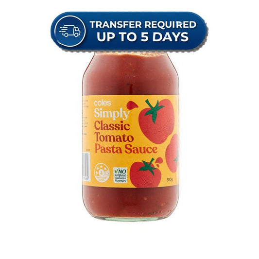 Coles Pasta Sauce Simply Classic Tomato 510g -(Extended Dispatch)