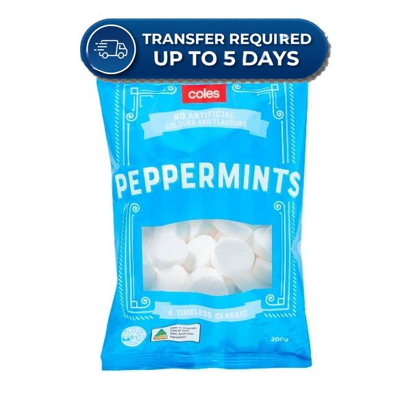 Coles Lollies Peppermints 200g -(Extended Dispatch)