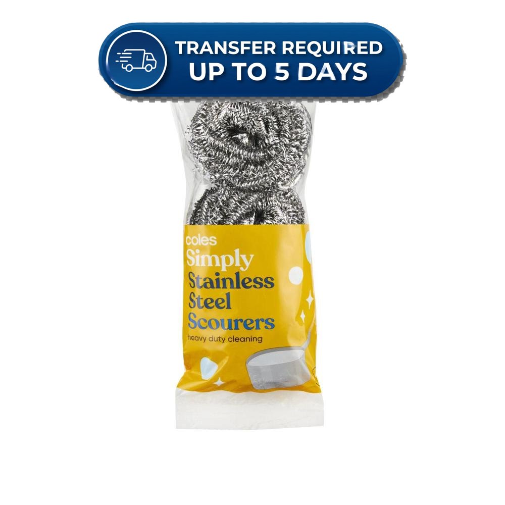 Coles Simply Stainless Steel Scourers | 3 pack -(Extended Dispatch)
