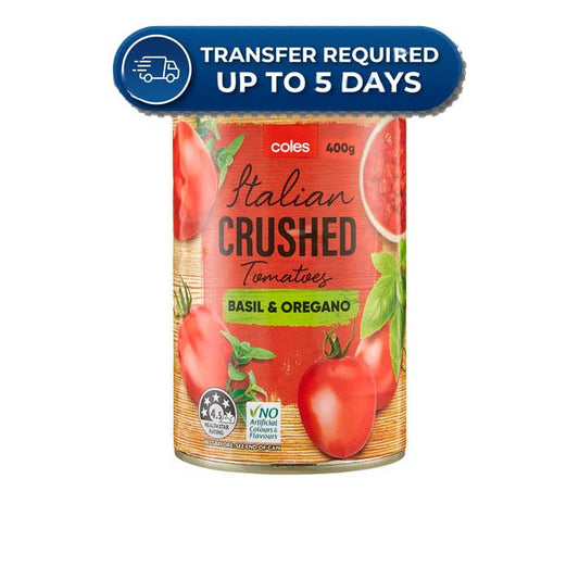 Coles Tomatoes Italian Crushed Basil & Oregano 400g -(Extended Dispatch)