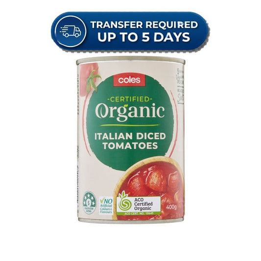 Coles Tomatoes Organic Italian Diced 400g -(Extended Dispatch)