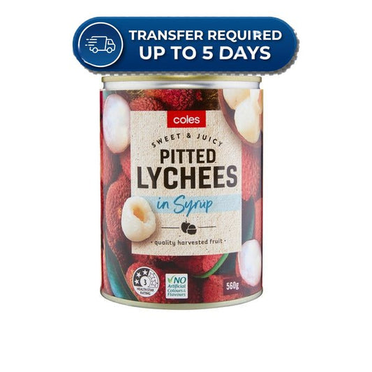 Coles Fruit Pitted Lychees In Syrup 560g -(Extended Dispatch)
