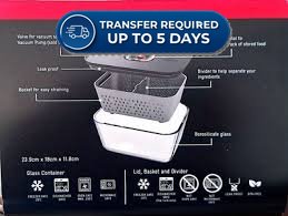 Curtis Stone Glass Container - 2.3L Large glass container with lid, basket and divider -(Extended Dispatch)