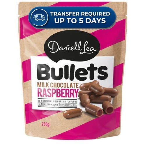 Darrell Lea Bullets Milk Chocolate Raspberry 204g -(Extended Dispatch)