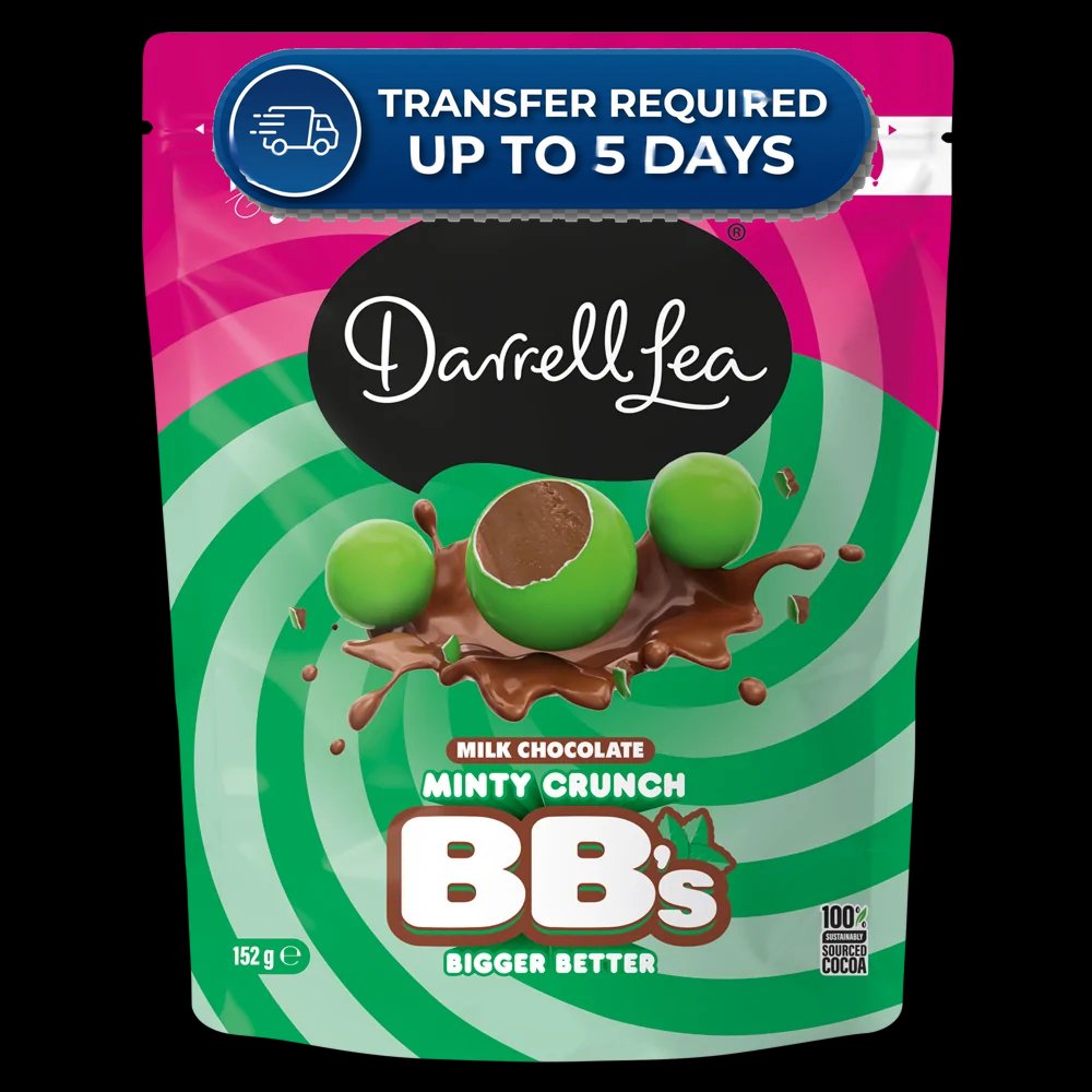 Darrell Lea Milk Chocolate BB's Minty Crunch 152g -(Extended Dispatch)