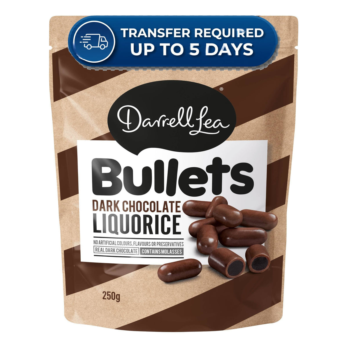 Darrell Lea Bullets Dark Chocolate Liquorice 204g -(Extended Dispatch)