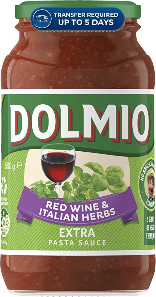 Dolmio Pasta Sauce Red Wine & Italian Herbs 500g -(Extended Dispatch)