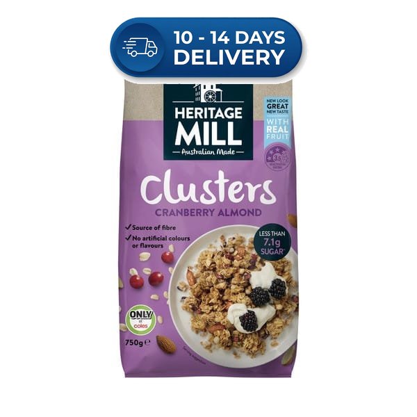 Heritage Mill Clusters Cranberry Almond 750g -(Extended Dispatch)